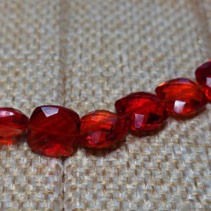 (NWT) Red Quartz Cushion Cut Briolette Bracelet